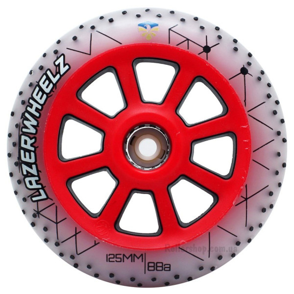 Светящиеся - искрящиеся колеса для роликов FE Lazerwheelz-Sparkle 125 мм красные