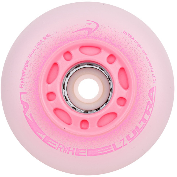 Светящиеся колеса для роликов Flying Eagle Lazerwheelz Ultra 72 мм/88A 4 шт розовые
